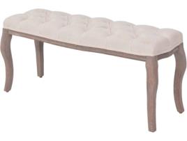 Banco  linho e madeira maciça 110x38x48 cm branco