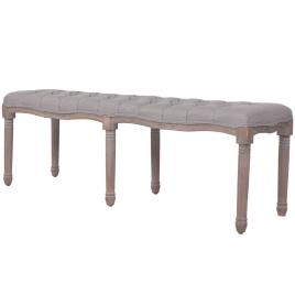 Banco  linho e madeira maciça 150x40x48 cm cinzento claro