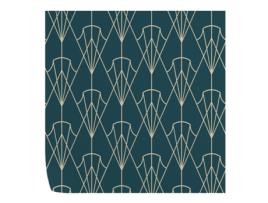 Papel de Parede Vintage WALLPAPERS4BEGINNERS Verde Art Deco a Óleo Anos 30 (250x200cm - Azul)