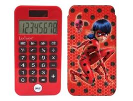 Calculadora de Bolso Miraculous Ladybug Funções de Cálculos Clássicos e Evoluìdos Capa Protetora Rígida com Bateria Vermelho com Preto C45Mi