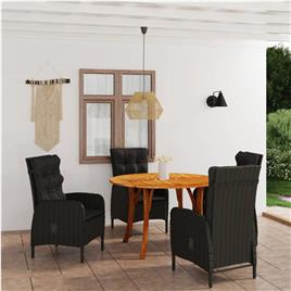 vidaXL 5 pcs conjunto de jantar para jardim preto