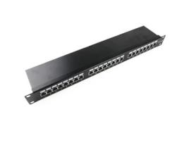 Painel de remendo de 1U 24 RJ45 Cat.5e FTP preto  RACKMATIC