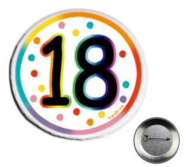Folheado Happy 18 Anos 6 cm de diâmetro