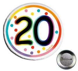 Folheado Happy 20 Anos 6 cm de diâmetro