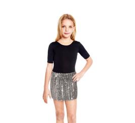 Minissaia de lantejoulas prateada para meninas