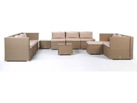 Conjunto Sofá KIEFERGARDEN Bahamas Conjunto Triplo XL (Castanho -Aço Galvanizado e Ratán Sintético-520cm)