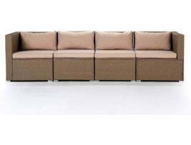 Conjunto Sofá KIEFERGARDEN Bahamas Sofá Quadruplo (Castanho -Aço Galvanizado e Ratán Sintético-260cm)