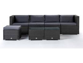 Conjunto Sofá KIEFERGARDEN Bahamas Conjunto Quatro Duplo Mesa (Cinzento-Aço Galvanizado e Ratán Sintético-260cm)