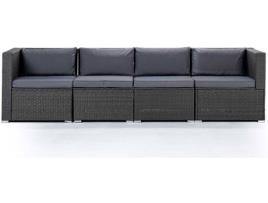 Conjunto Sofá KIEFERGARDEN Bahamas Sofá Quadruplo (Cinzento-Aço Galvanizado e Ratán Sintético-260cm)