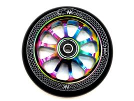 Roda Nokaic Snake 110mm para Scooter Trotinete Freestyle, Borracha Preta, Raio Rainbow