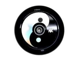 Roda Yin Yang Nokaic 110 mm para Scooter Trotinete Freestyle, borracha preta e núcleo de disco preto-prata