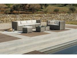 Conjunto Sofá KIEFERGARDEN Bahamas Conjunto Duplo Sofá (Cinzento -Aço Galvanizado e Ratán Sintético-400cm)