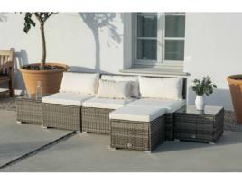 Conjunto Sofá KIEFERGARDEN Bahamas Conjunto Central Duplo Mesa (Cinzento -Aço Galvanizado e Ratán Sintético-200cm)