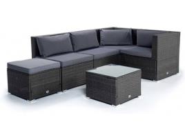 Conjunto Sofá KIEFERGARDEN Bahamas Conjunto Quatro (Cinzento-Aço Galvanizado e Ratán Sintético-260cm)