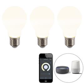 Set van 3 smart E27 dimbare LED lampen A60 mat 7W 806 lm 2200-4000K