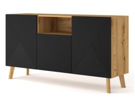 Cómoda AKL FURNITURE PRIVATE Luxi (Bege e Preto - Madeira engenheirada - 146x42x80 cm)