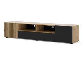 Móvel de TV AKL FURNITURE PRIVATE Auris (Carvalho Claro e Preto - Madeira engenheirada - 200x42x42 cm)