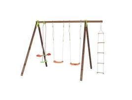 Multi-Atividades TRIGANO JARDIN Baloiço Madeira-Metal com 2 Baloiços + 1 Assento Frente a Frente + 1 Escada de Corda J-18549P6