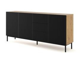 Cómoda AKL FURNITURE PRIVATE RavennaB (Bege e Preto - Madeira engenheirada - 200x42x89 cm)