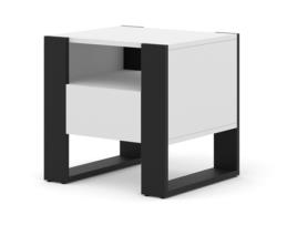 Mesa de Cabeceira AKL FURNITURE PRIVATE Mondi (Branco e Preto - Madeira engenheirada - 48x40x47 cm)