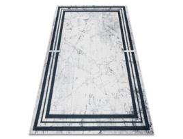 Tapete DYWANY LUSZCZOW Andre 1023 Quadro Mármore Antiderrapante - Preto / Branco