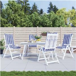 vidaXL Almofadões p/ cadeira 4pcs 120x50x7cm tecido riscas azul/branco