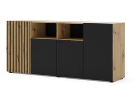 Cómoda AKL FURNITURE PRIVATE Auris (Bege e Preto - Madeira engenheirada - 180x42x82 cm)