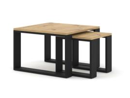 Mesa de Centro AKL FURNITURE PRIVATE Duo (Bege e Preto - Madeira engenheirada - 60x60x40 cm)