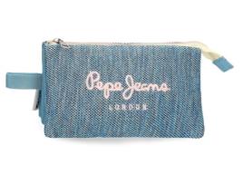 Estojo Triplo PEPE JEANS (22 x 12 x 5 - Poliéster - Azul)