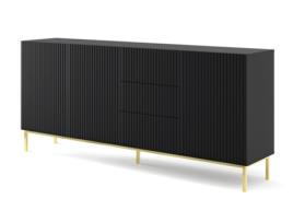 Cómoda AKL FURNITURE PRIVATE RavennaB (Preto e Dourado - Madeira engenheirada - 200x42x89 cm)