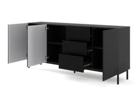 Cómoda AKL FURNITURE PRIVATE RavennaB (Preto - Madeira engenheirada - 200x42x89 cm)