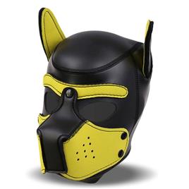 MÁSCARA DE CÃO DE CAÇA DE NEOPRENE FOCINHO REMOVÍVEL PRETO/AMARELO TAMANHO ÚNICO