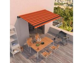 vidaXL Toldo retrátil manual 400x350 cm laranja e castanho