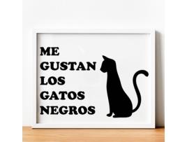 Póster NACNIC de Mensagem Feliz. Eu Gosto de Gatos Pretos.