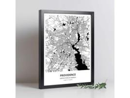 Mapa Da Providence - Eua. Perda de Cidades Nos Estados Unidos Com Mares e Rios Em Preto.