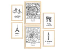 Conjunto de 6 Pósters NACNIC Paris e Londres (A3, A4)