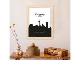 Calgar y - Póster NACNIC de Mapa Do Canadá. Lhesas Com Cidades Do Horizonte Nos Estados Unidos, Canadá, México, Com Sombra Negra.