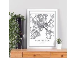 Póster NACNIC de Mapa de New Haven. Perda Dos Estados Unidos, com Imagens de Mapas e Estradas