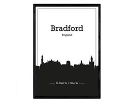 Póster NACNIC con mapa de Bradford Inglaterra (A3)