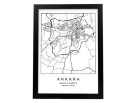 Póster NACNIC Mapa da Cidade Ancara Nordic Style em Preto e Branco