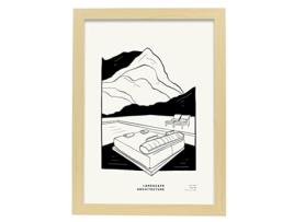 Póster NACNIC Pop Art Abstracto Patio Trasero de montaña (A3)