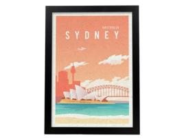 Póster NACNIC Perda de Sydney. Estilo Vintage. O Opera em Cores. Sydne y Black Black Framework Woodn Woodn