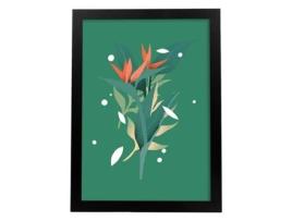 Póster NACNIC Perda da Arte Abstrata de Planta Verde. Pestadores Florais Coloridos