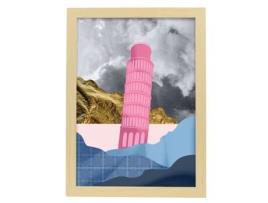 Póster Artemante NACNIC Pop. Torre inclinado a ilustrações artísticas modernas para decoração de interiores.