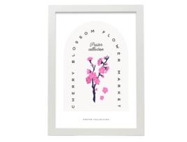 Póster Artemante NACNIC Pop. Ilustrações artísticas modernas da flor de cereja para decoração de interiores.