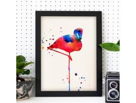 Póster NACNIC de Flamenco Com Design Em Aquarela. Mistura de Lammes Com Estilo Aquoso