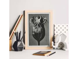 Póster NACNIC Black And Black Floor 53. com Ilustrações de Flores e Plantas em Tons Cinzentos.