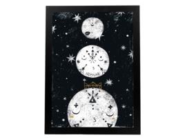 Póster NACNIC Os Três Planetas Nórdicos em Preto e Branco Estilo. Composições Planetárias Infantis Black