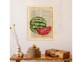 Pôsteres de Frutas Com Texto. Lémina Bodegón de Sandías Com Imagens de Alimentos Saudáveis ??Com Definições.