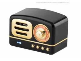 Coluna de Mesa Sem Fio Retro Bluetooth Plug Card Preto